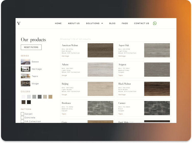 Vertiflor shop tablet view